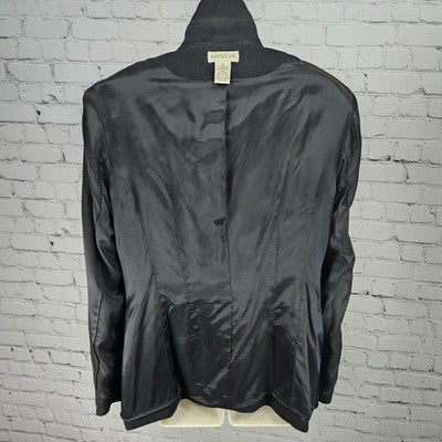 VTG Ann Taylor Black 1 Button Ventless Notch Pockets Blazer Suit Jacket USA 12