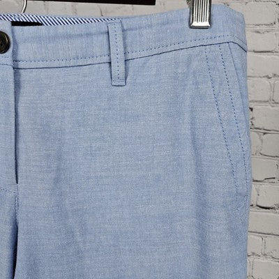 Talbots Blue Relaxed Chambray 100% Cotton Mid Rise Tapered Pants 4P (31x26)