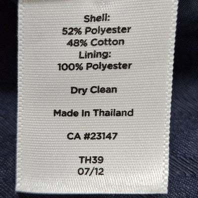 Talbots Navy Textured Collared Buttoned 3/4 Sleeve Lined Cropped Jacket 14