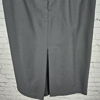 VTG Mikai Jerry Shabo Black Wool Back Slit Lined Pencil Straight Midi Skirt US 6