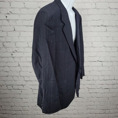 Hart Schaffner Marx Navy 100% Wool Pinstriped 2 Button Blazer Sport Coat USA 40R