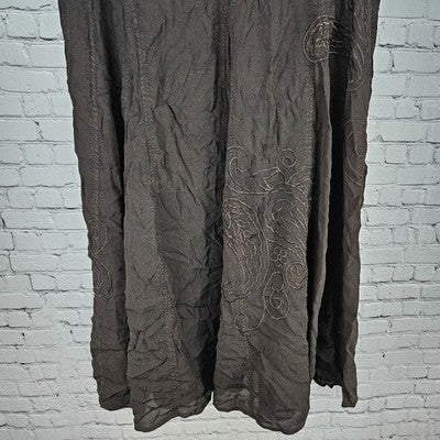 Coldwater Creek Brown Paisley Embroidered Lined Midi Skirt Medium M (10-12)