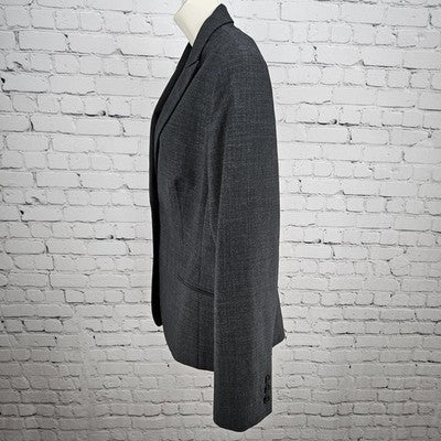 Jones NY Grey Wool Blend Stretch Platinum Easy Care Peak Blazer Suit Jacket 16