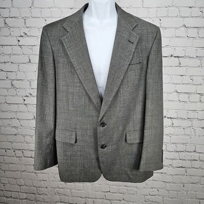 VTG Barrister Grey 100% Wool 2 Button Single Vented Notch Blazer Sport Coat 42