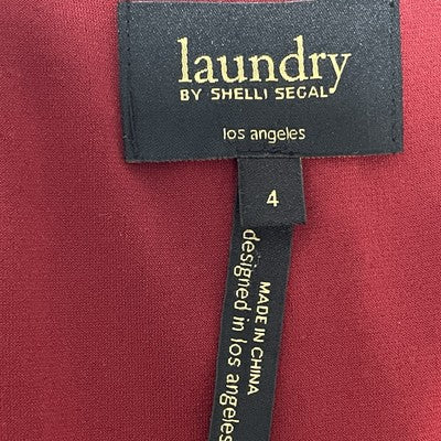 Laundry By Shelli Segal Red Ruched Puff Short Sleeve Stretch Zipped Dress Size 4