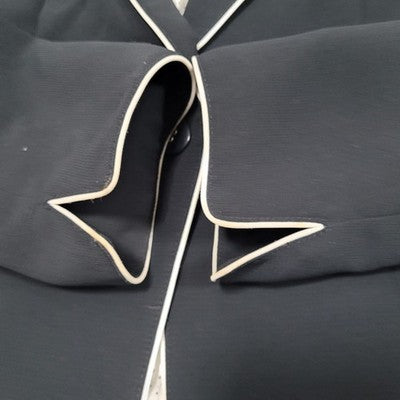 Tahari Black White Trim One Button Ventless Notch Lined Blazer Suit Jacket 4