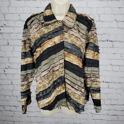 Keren Hart Multicolor Lightweight Long Sleeve Buttoned Collared Jacket Medium M
