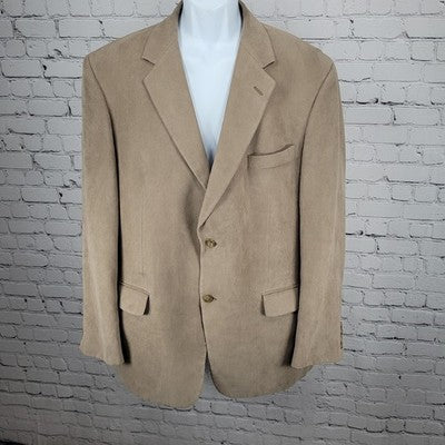 Andrew Fezza Tan Microfiber 2 Button Ventless Notch Blazer Sport Coat 46L