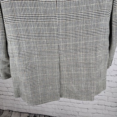 Jos A Bank Black Ivory Wool Cashmere Check 2 Button Notch Blazer Sport Coat 42S