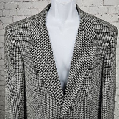 Jones New York Black Grey 100% Wool 2 Button Notch Blazer Sport Coat 42R