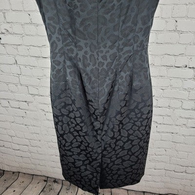 Jay Godfrey Black Leopard Sleeveless Stretch Lined Slit Knee Length Dress 10