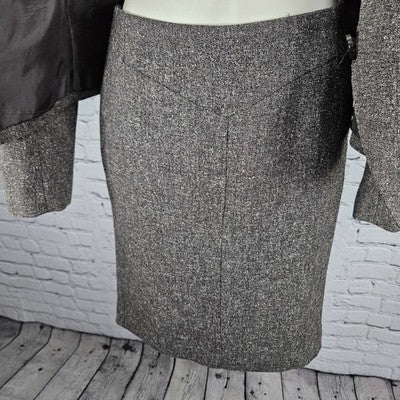 Worthington Brown 1 Button Jacket 2 Piece Slit Suit Set Outfit Small S Skirt 6