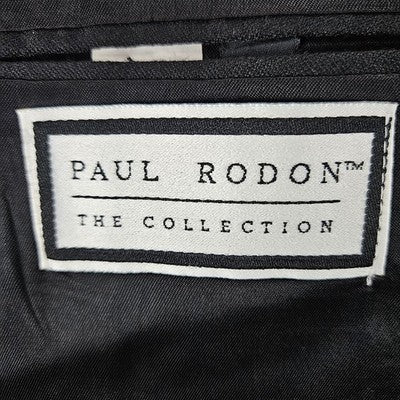 VTG Paul Rodon Black Wool Blend Double Breast Blazer Sport Coat US 46L *tear