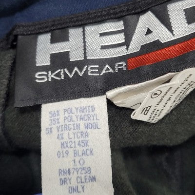 VTG Head Skiwear Schoeller Black Wool Blend Stirrup Ski Snow Pants 10 (26x26)
