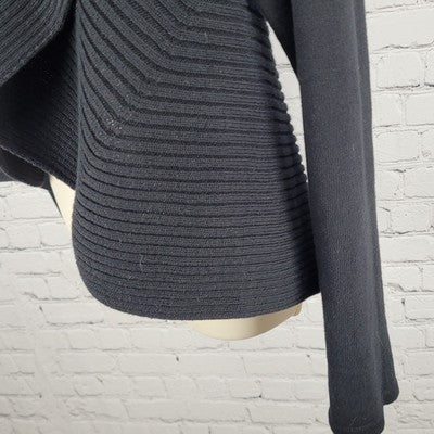 Freelance Black 100% Cotton Floral Embroidery Open Shawl Cardigan Size Large L