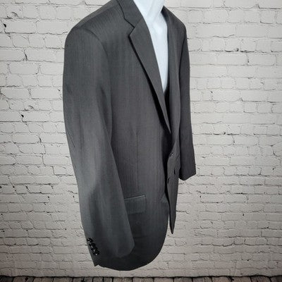 NWD VTG Royal Classic Grey Pinstriped Notch Blazer Sport Coat USA Made Size 42
