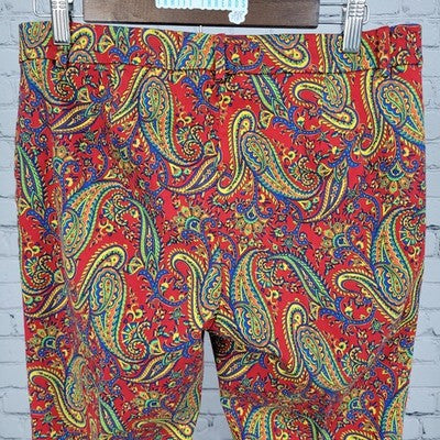 Lauren Ralph Lauren Multicolor Paisley Stretch Mid Rise Tapered Pants 8 (31x29)
