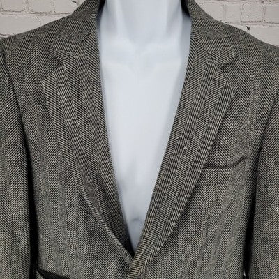 Barrage Grey Wool Linen Blend Tweed Herringbone Blazer Sport Coat Size 38R