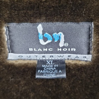 Blanc Noir Brown Suede Like Faux Fur Buttoned Collared Cuffed Long Coat Size XL
