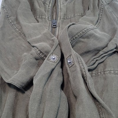 Treasure & Bond Green Linen Blend Unlined Drawstring Waist Military Jacket Small