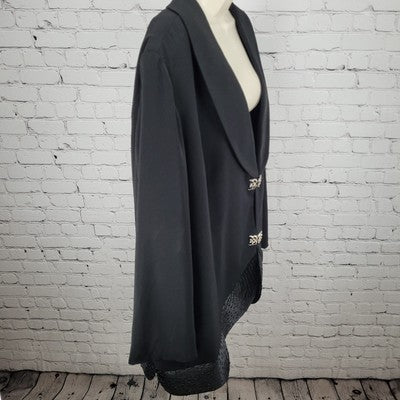 VTG Natalie Barri Black Shawl Lapel Beaded Embellished Blazer Jacket Size 26W