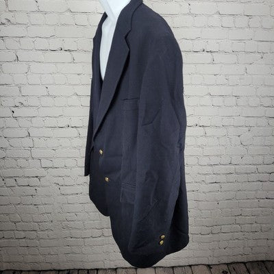 VTG Gino Pacelli Navy Satoria Finezza 2 Button Notch Blazer Sport Coat USA 53