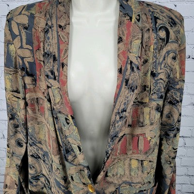 VTG Ken Sington Abstract Print Lightweight Jacket USA Made Size Large L
