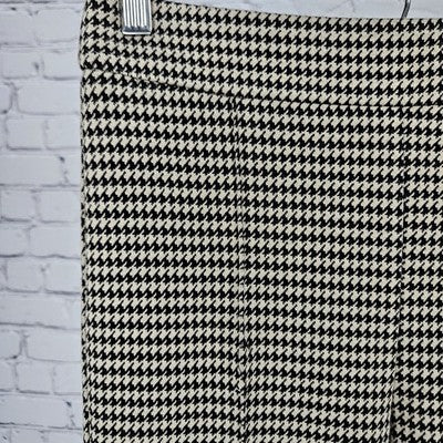 Tahari Tan Black Houndstooth Mid Rise Bootcut Side Zip Stretch Pants XS (26x31)