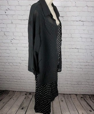 VTG Studio I Black Polka Dot 3 Piece Outfit Skirt Set USA Made Size 16 Large L