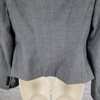 Ann Taylor Grey Glen Check Buttoned Notch Blazer Suit Jacket Size 6