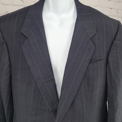 Hart Schaffner Marx Navy 100% Wool Pinstriped 2 Button Blazer Sport Coat USA 40R