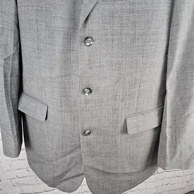 Stafford Grey 100% Wool 3 Button Ventless Notch Blazer Suit Sport Coat 42L