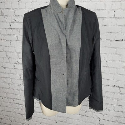 Ann Taylor Grey Glen Check Buttoned Notch Blazer Suit Jacket Size 6