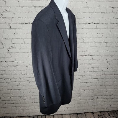 Chaps Ralph Lauren Dark Navy 100% Wool Pinstriped Blazer Sport Coat Sizw 48L