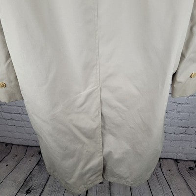 VTG Ballymoor Beige Buttoned Faux Fur Removable Liner Trench Coat Size 44R