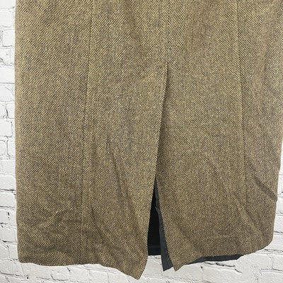 VTG Adolfo Studio Brown Wool Blend Back Slit Lined Zip Closure Skirt Size 8
