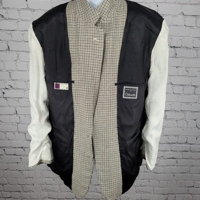 VTG Racquet Club Ivory Tan Houndstooth Blazer Sport Coat USA Made Size 44