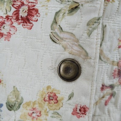 Daslu Cream Floral 100% Cotton Textured Buttoned Notch Suit Jacket Brazil 40
