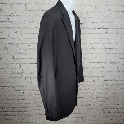 Royal Classic Black Purple Pinstriped 2 Button Notch Blazer Sport Coat USA 45L