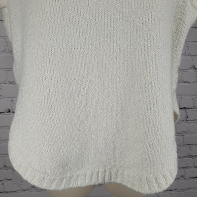 Anthropologie White Soft Cozy Chunky Knit Short Sleeve Sweater Top Size XS