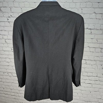 Jos A Bank Black 100% Wool 2 Button Single Vented Notch Blazer Sport Coat 44R