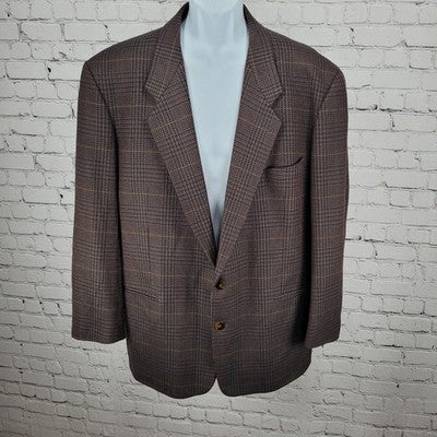 Pockets Dark Red Green 2 Button Ventless Notch Blazer Sport Coat France 44