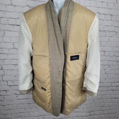 Haspel Cream Black Silk Wool Houndstooth 2 Button Blazer Sport Coat Size 46R