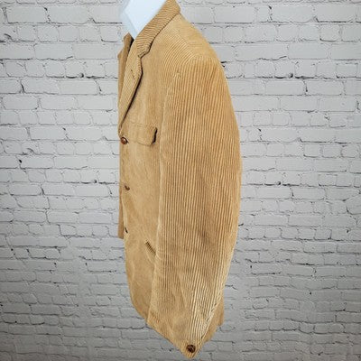 VTG Meisterklassse Tan Corduroy 3 Button Vented Blazer Sport Coat Size 38