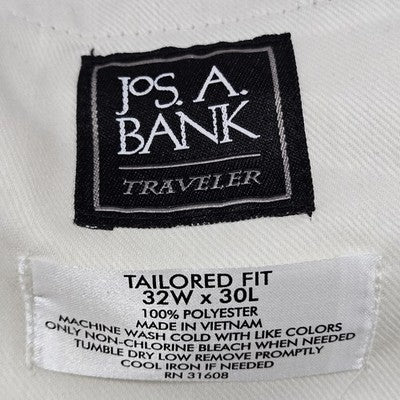 Jos A Bank Beige Traveler Tailored Fit Flat Front Straight Leg Dress Pants 32x30