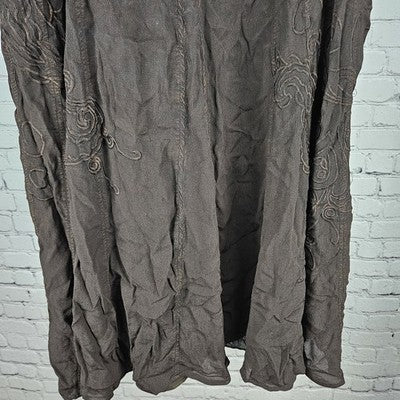Coldwater Creek Brown Paisley Embroidered Lined Midi Skirt Medium M (10-12)