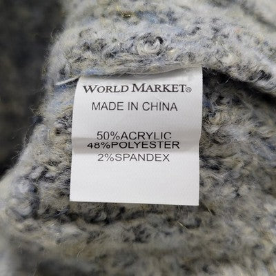 World Market Grey Crew Neck Pullover Balloon Sleeve Oversized Knit Sweater O/S