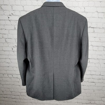 Stafford Grey Worsted Wool Blend 2 Button Notch Blazer Sport Coat Size 48R