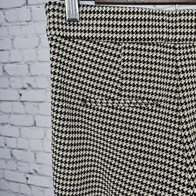 Tahari Tan Black Houndstooth Mid Rise Bootcut Side Zip Stretch Pants XS (26x31)