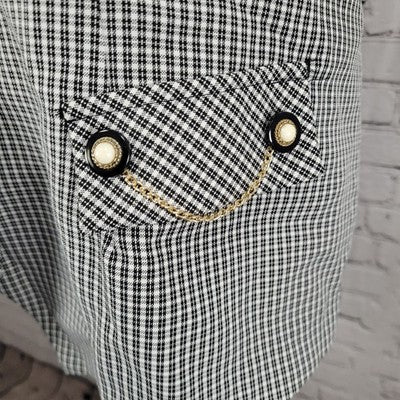 VTG Reina Black White Check Buttoned Lightweight Vest Jacket USA Made Size 24W